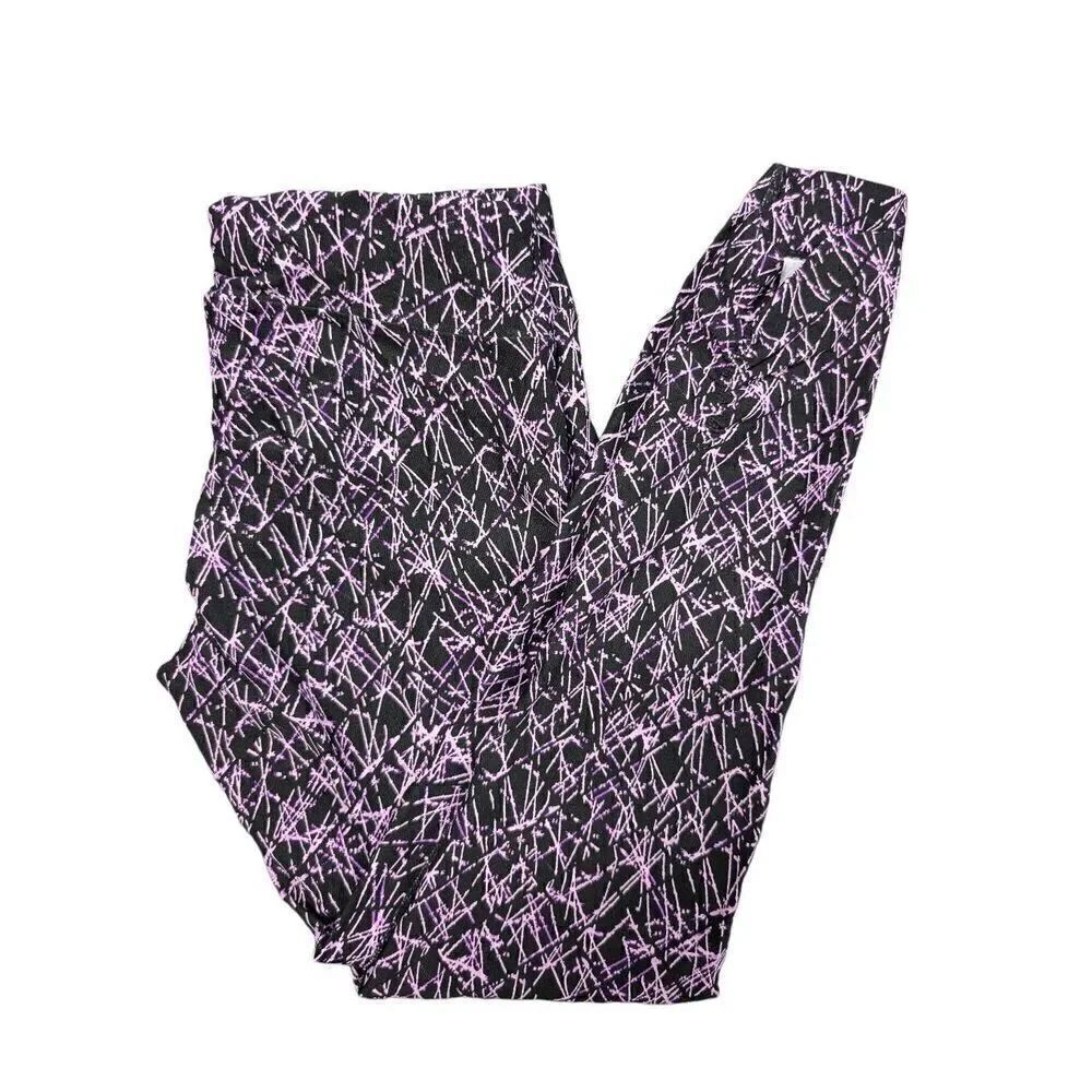 Calvin Klein Black/Blue and Purple Foil Print Leggings Style Women's Small